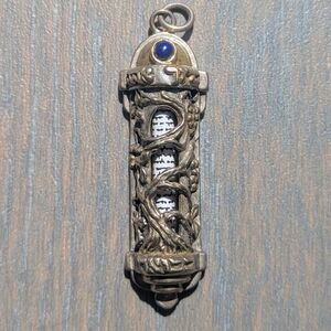 Frank Meisler Mezuzah Pendant, Solid Sterling Silver with Gold-plated Elements